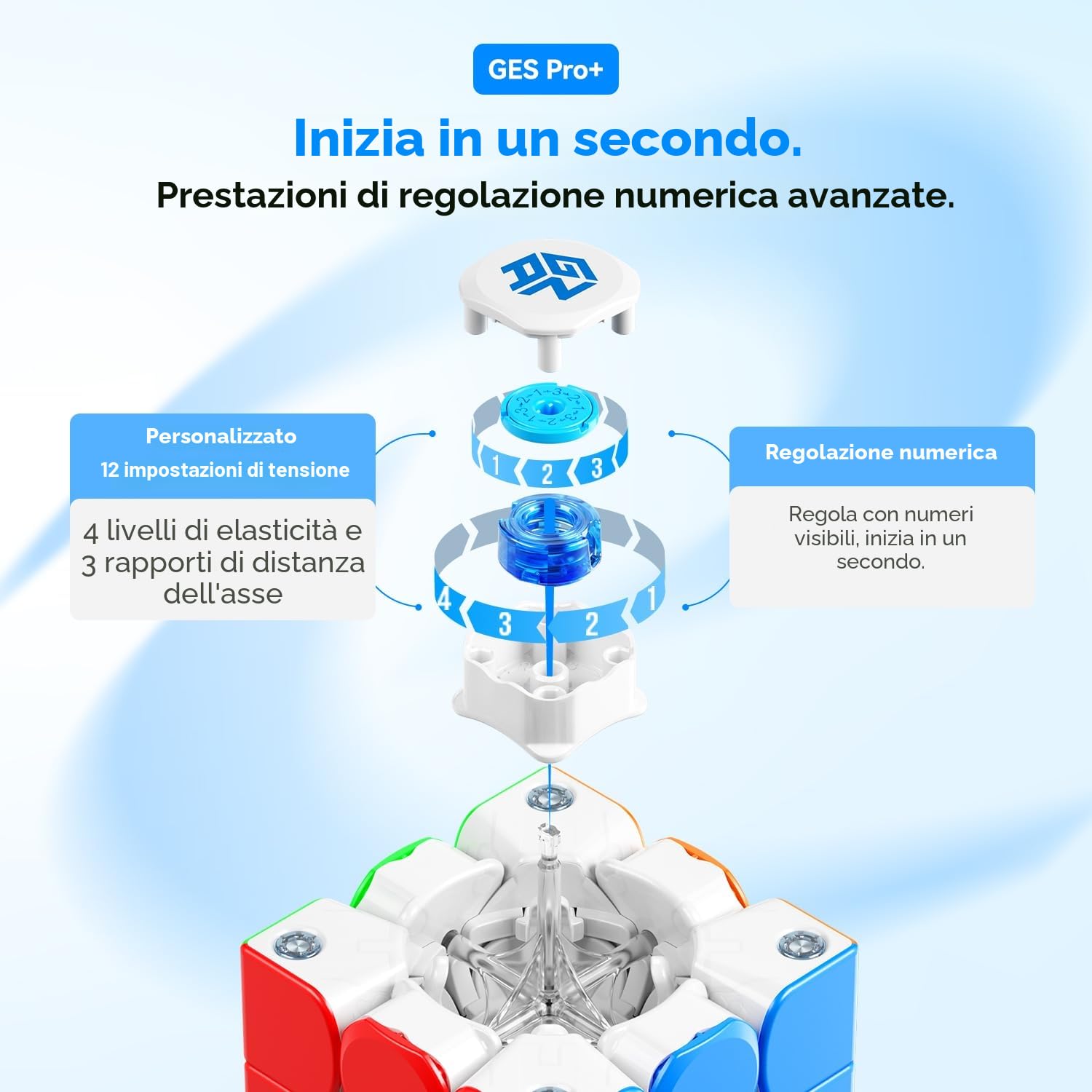 GAN 356ME Cubo di Velocità Professionale 3x3 Cubo Magnetico, Speed Cube con 12 Livelli di Regolazione della Tensione, Cubo GAN 3x3 con 48 Capsule Magnetiche, Allenamento e Competizione
