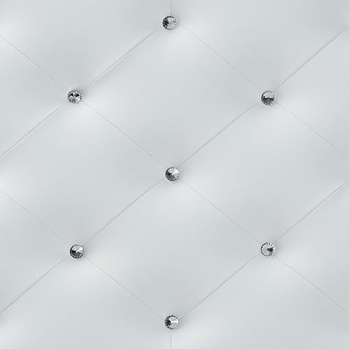 Miniatura 4 de Baxton Studio Viviana - Cabecera tapizada de piel sintética blanca moderna y contemporánea con botones, tamaño individual