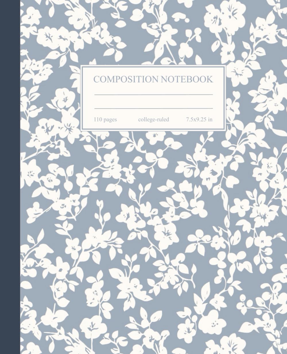 Composition Notebook College Ruled: Vintage Cream White Flowers Botanical Illustration | Floral Aesthetic Journal for School, College & Work