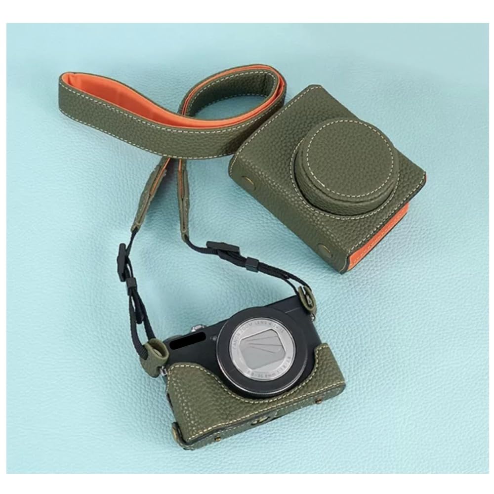 Etui na aparat Green Lychee tłoczona skóra PU ochronna na całą obudowę przednia obudowa z półobudową podstawową obudowa do aparatu Canon Powershot G7X Mark III, ZIELONY, Etui na aparat