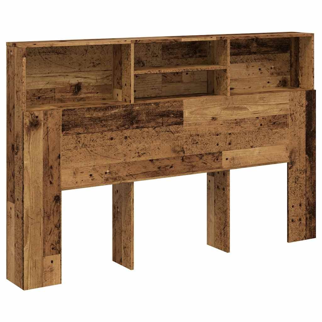 Tête de Lit avec Rangement 160 cm, Bibliothèque de Lit en Bois d'Ingénierie, Armoire de Chambre Gain de Place pour Lit Double, Aspect Vieux Bois (160x19x103,5 cm)