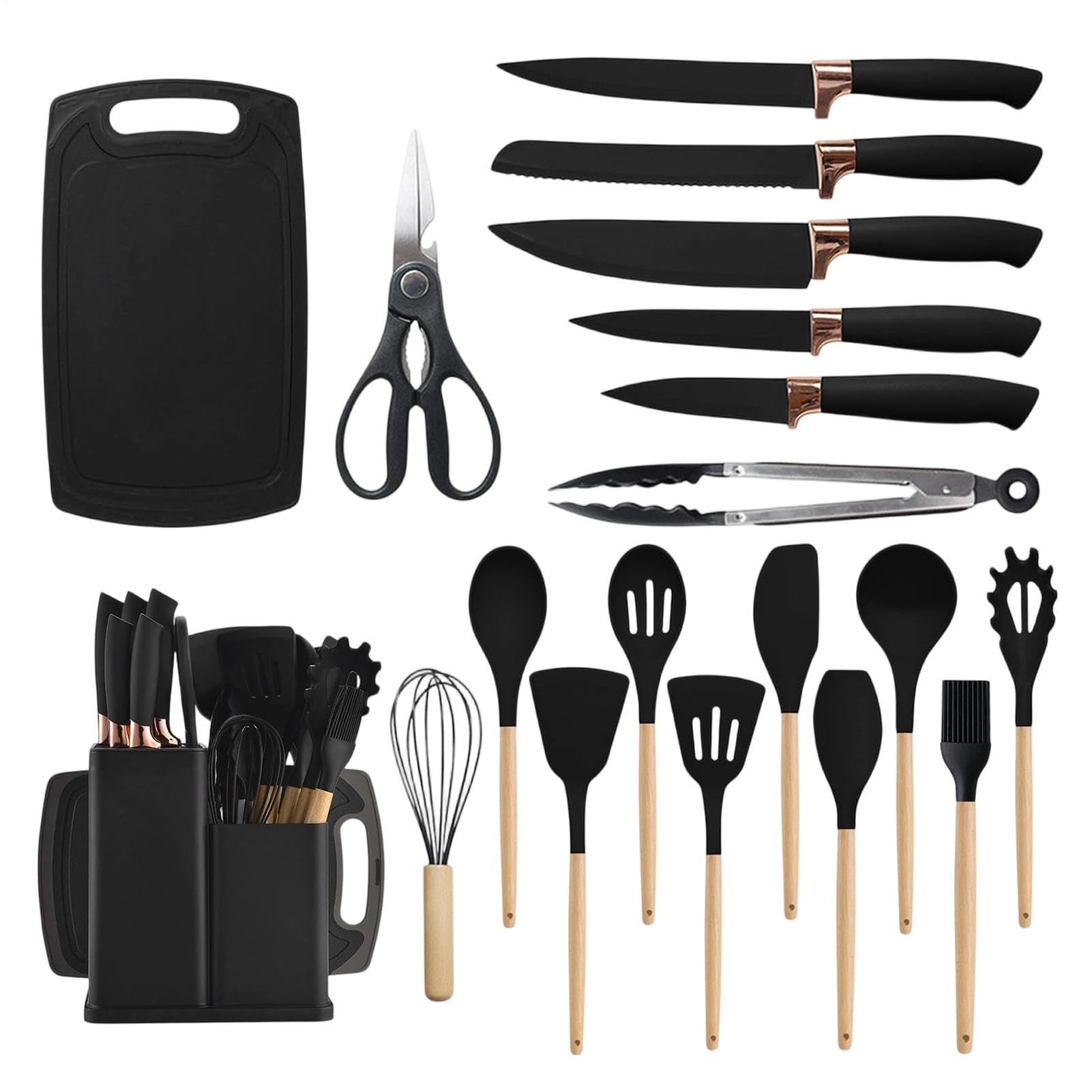 Utensilios De Cocina Kit Silicona 19 Piezas Resistente Al Calor, | Juego de Accesorios Culinarios Para Interior Casa Mostrador Encimera Apartamento Familia Doméstico