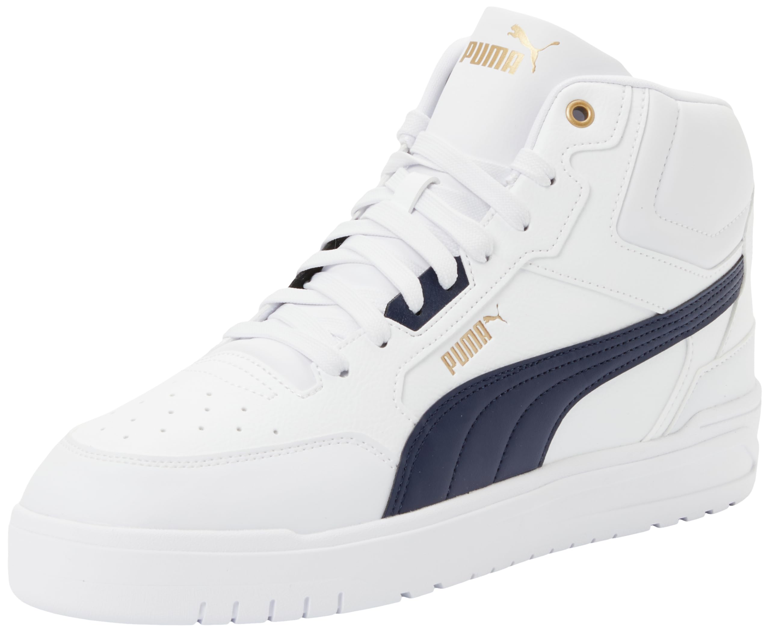 PUMA Unisex Shuffle Downtown MID Sneaker, White Navy Gold, 11 UK