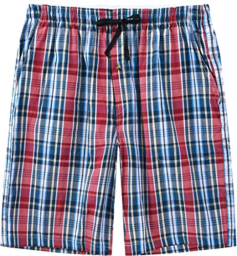 MoFiz Men's Sleepwear Shorts Pajama Bottom Lounge Short Plaid Button Open Fly 3Pack2