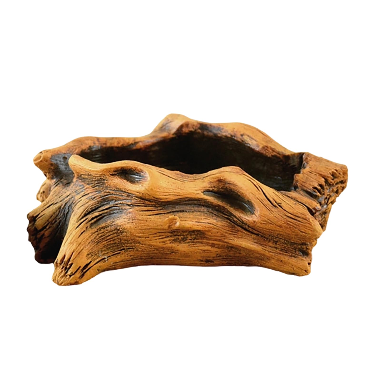 Flowerpot Hand-Painted Old Tree Stump Shape Outdoor Garden Planter Cement Texture Plant Container
