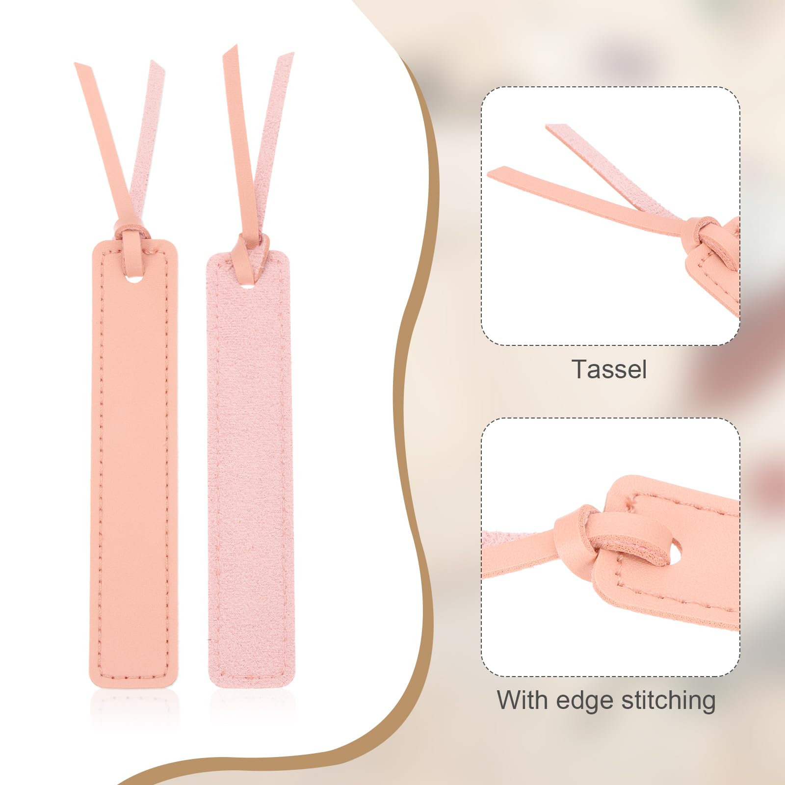 PATIKIL Leather Bookmarks, 6Pcs Rectangle Book Marks Page Markers for Book Reading Men Women Teacher Reader Book Lover Writers, Pink - Image 3