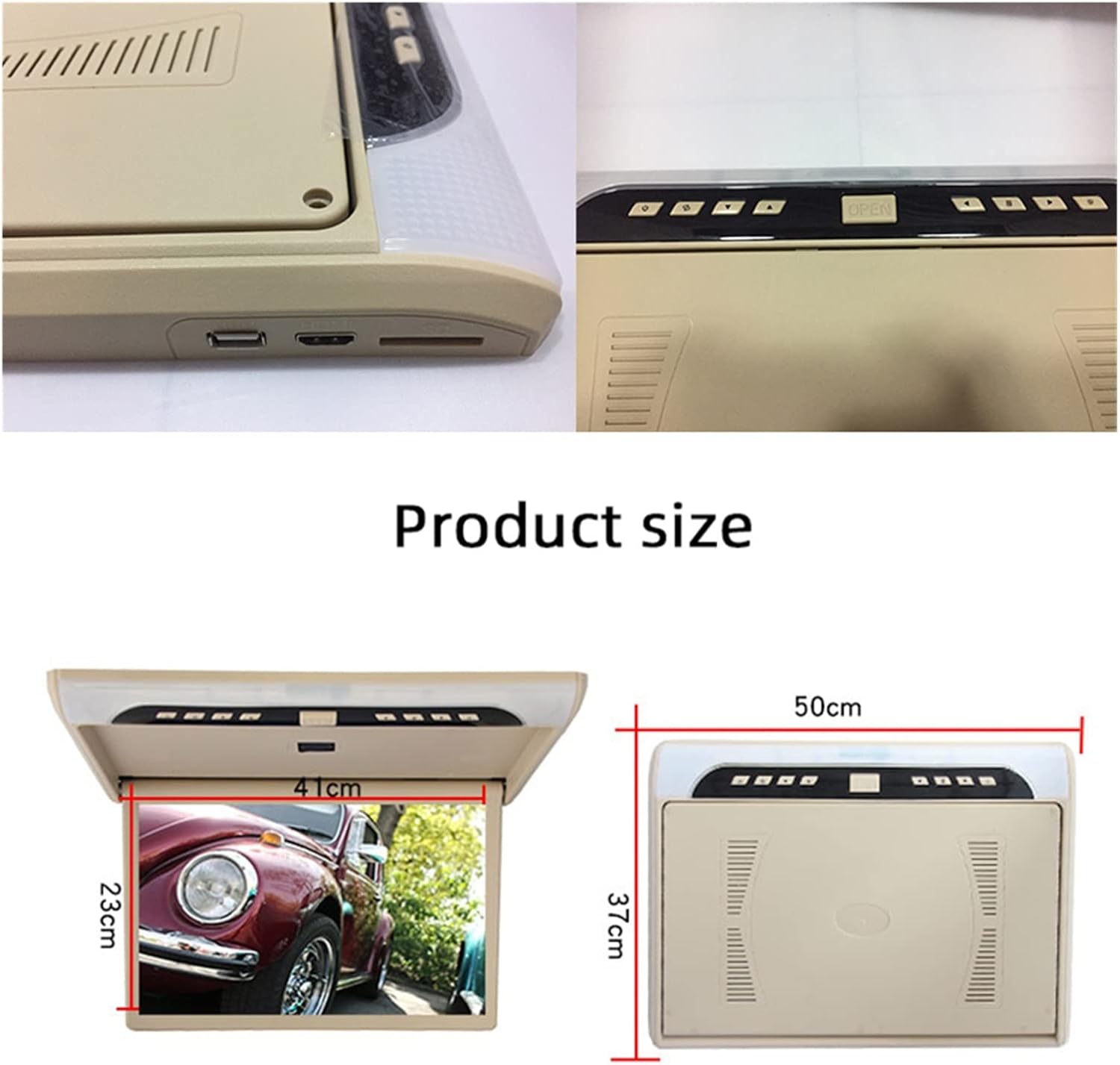 Car Headrest Player, 19 Inch Car Monitor 1080P HD LCD Screen Portable Car Video Players Automobile Ceiling TV Roof Mount (Gray MP5 Monitor)