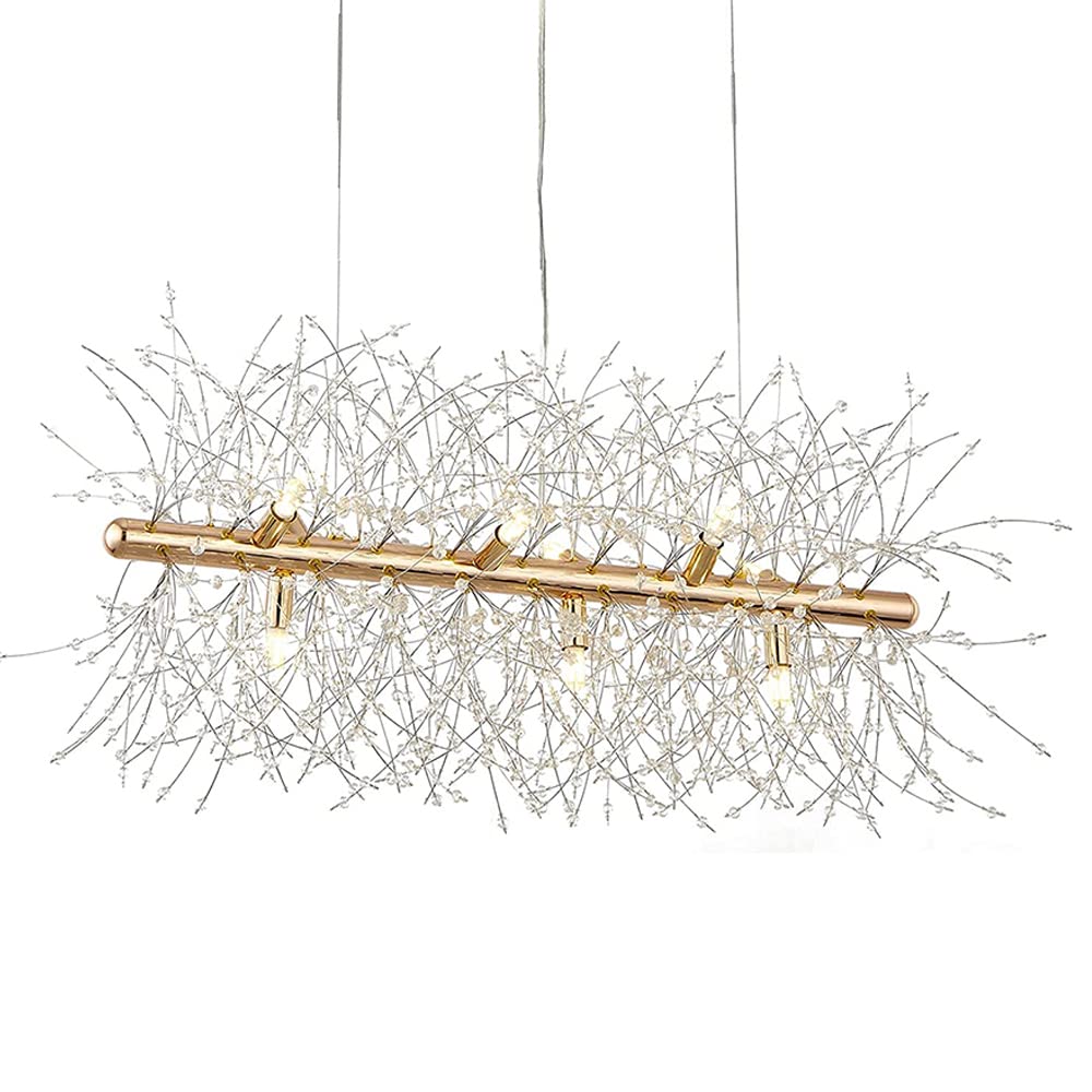 EFPD Fireworks Chandelier, G9 Crystal Ceiling Light, recessed Installation, for Lighting bedrooms, Dining Rooms, Living Rooms and Kitchen Islands. (Gold Long 9T) โ image 1
