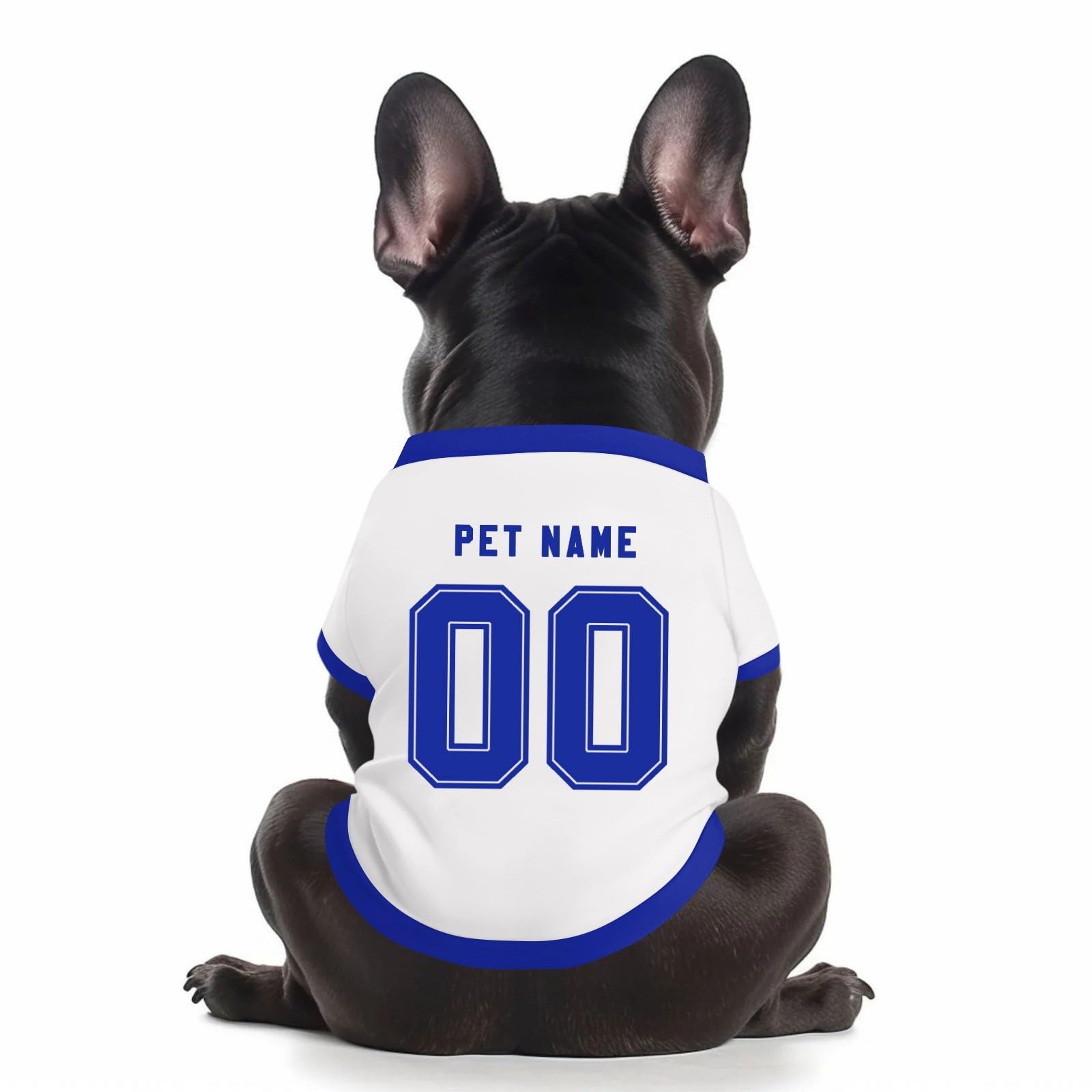 Customized Dog T-Shirt With Number Name Logo Printed, Personalized Quick Dry Football Jersey Breathable Gym Shirt for Large Medium Small Dogs and Cats, Light Blue, L