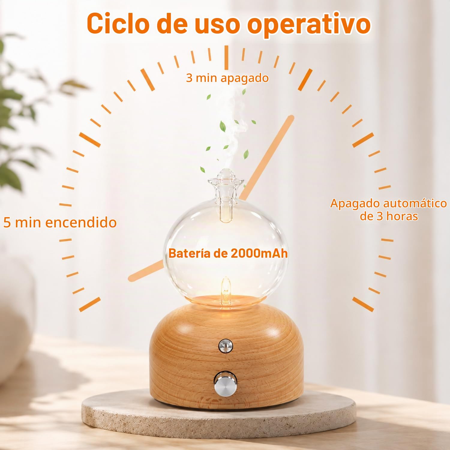 Difusor Aceites Esenciales Sin Agua, Difusor de Aceite Esencial nebulizante Recargable Difusor de Aromas Inalámbrico para Hogar y Salón
