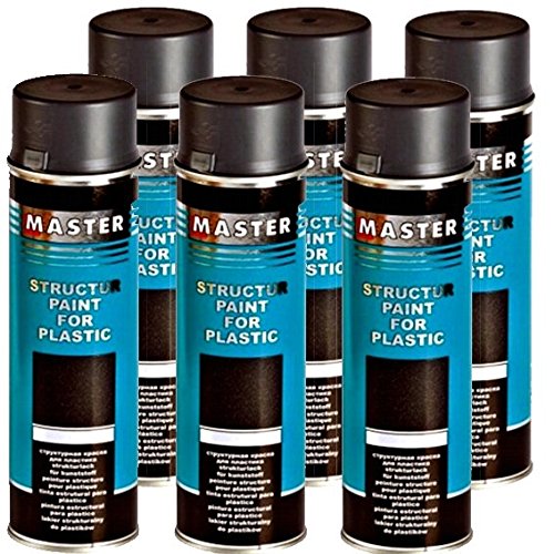 Troton STRUKTURLACK SCHWARZ 6 x 500ml 1K SPRAY KUNSTSTOFF PLASTIK LACK STRUCTURE PLASTIC PAINT