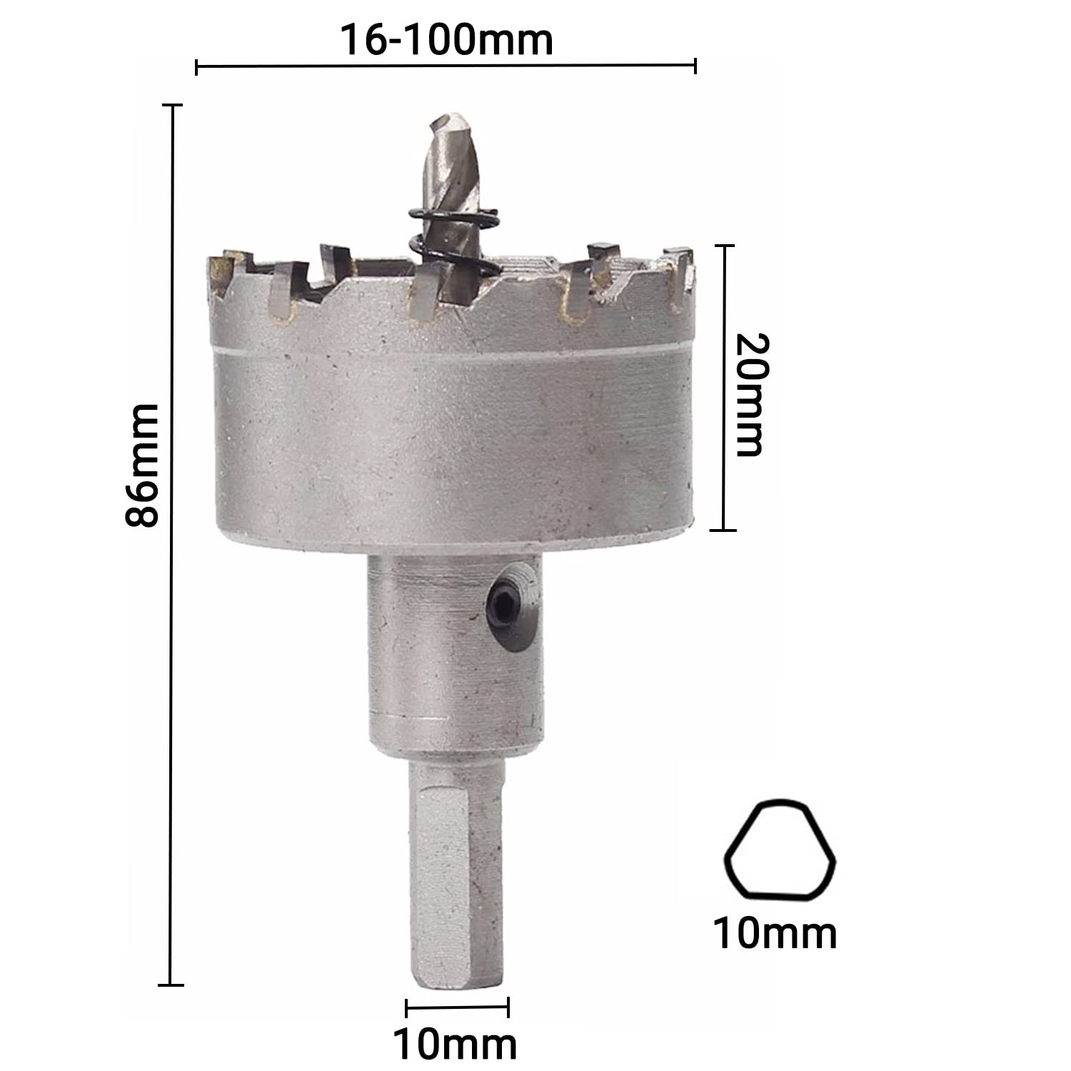 Juego de 23 sierras de corona de metal duro, 16 mm-100 mm, TCT, broca de metal duro, acero inoxidable, hierro y cobre