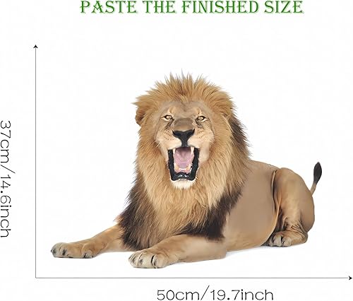 Miniatura 5 de Calcomanías de pared con texto en inglés "The Fierce Leon", calcomanías de pared de animales salvajes extraíbles para sala de estar, dormitorio,