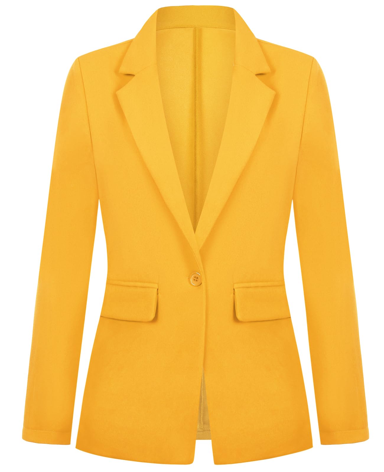 Womens Blazer One Button Jacket Suits Notched Lapel Casual Work Office Long Sleeve Blazer with Pockets