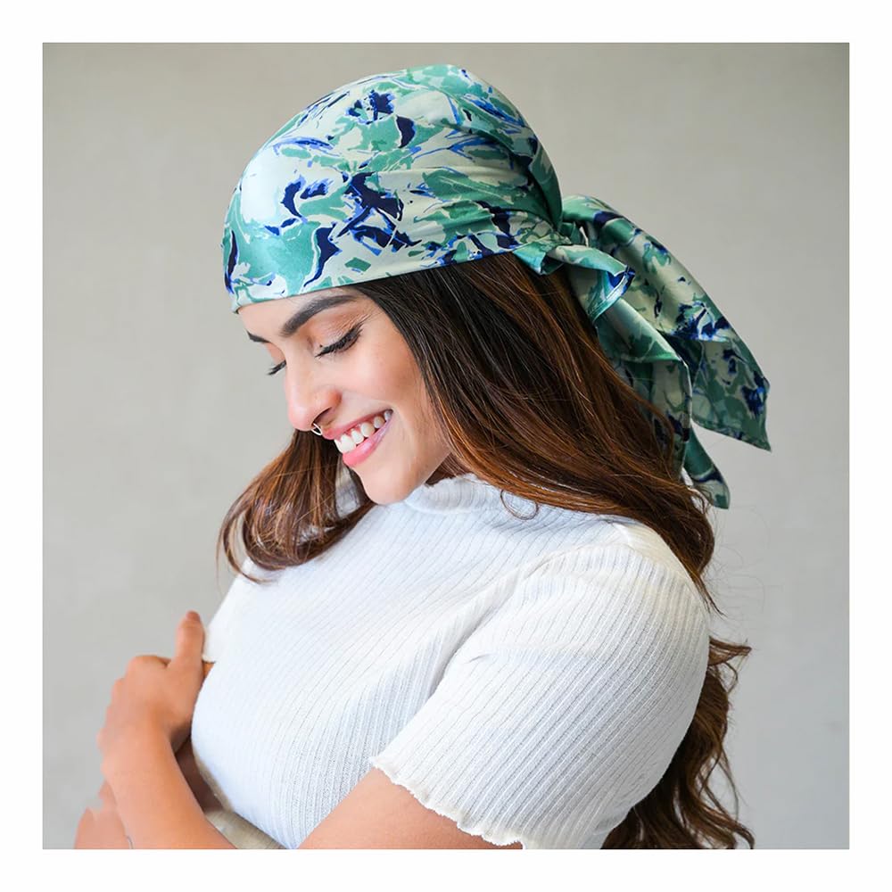 Hair Drama Co. Abstract Patterned Bandana Printed Women Elastic Scrunchies Hair Bands Retro Hair Ties Scarf Rubber Band Hair Accessories for Women & Girls - Green (B0B1J82QVP) Amazon Price History, Amazon Price Tracker