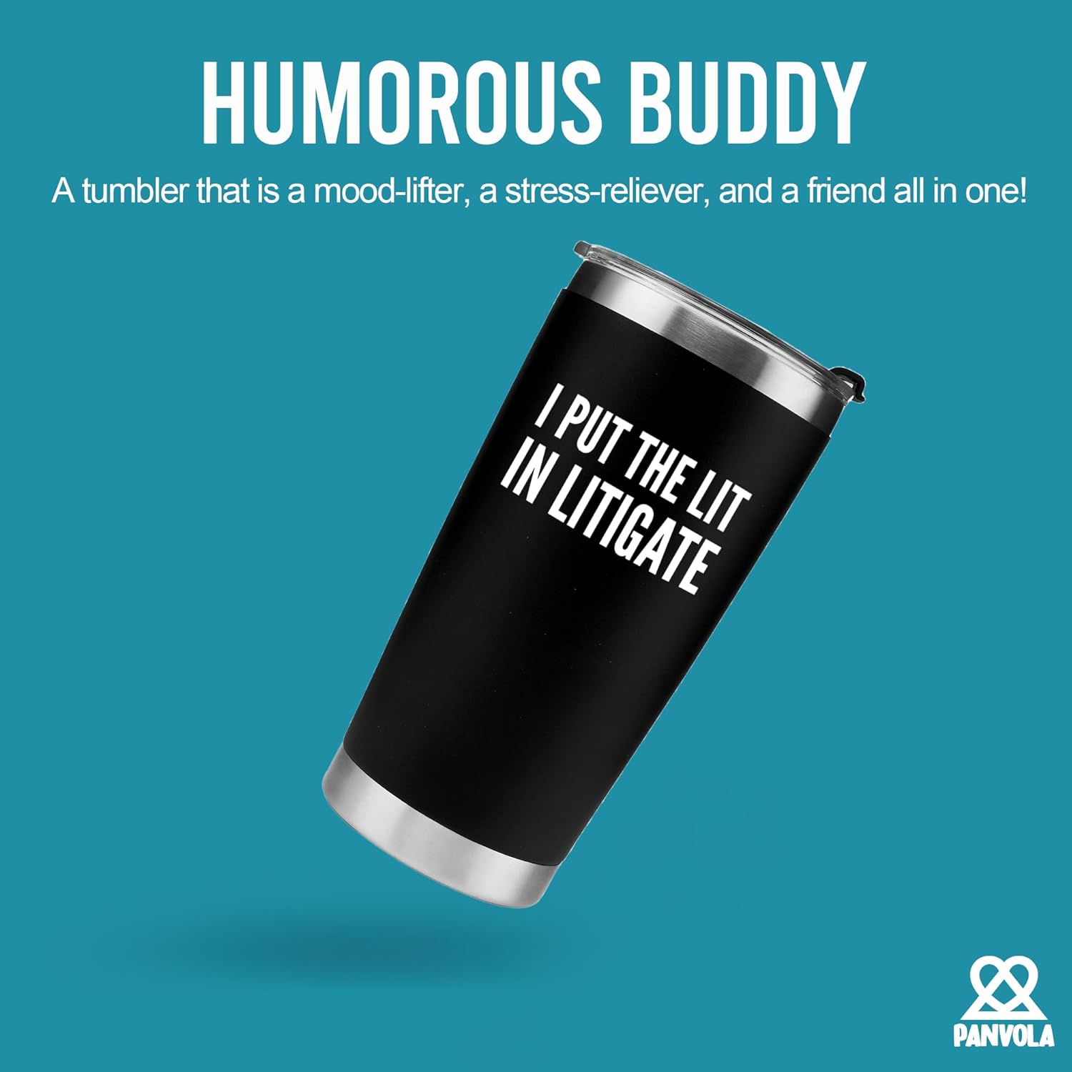 Panvola I Put The Lit In Litigate Lawyer Gifts To Attorney Law Student Graduation Gifts Teacher Coworker Lawyer Dad Mom Husband Wife Vacuum Insulated Tumbler with Lid and Straw 20 oz Black - Image 2