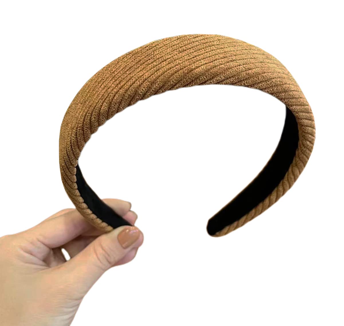 scicent Padded Headbands for Women Wide Headbands Elastic Boho Head Band Hair Accessories for Girls Brown - Image 2