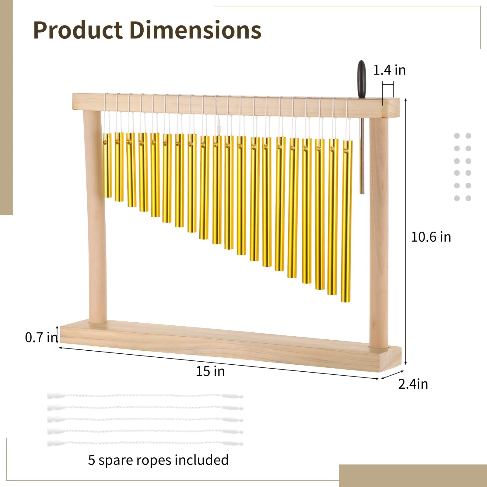 20-Klang-Instrument mit vollem Klang, Tisch-Windspiel aus Holz mit Schlägel, einreihiges Schlaginstrument, Tisch-Handwindspiel, Serenity Bell Windspiel für Jugendliche und Erwachsene, 20 Töne