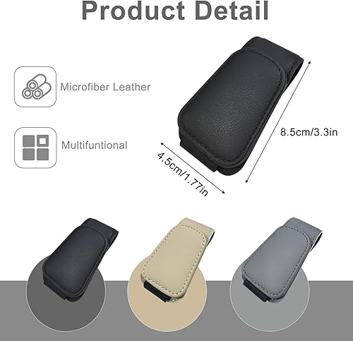 Miniatura 6 de EldHus Soporte para lentes de sol para visera de automóvil, clip magnético para lentes de automóvil, soporte de cuero para lentes de sol para