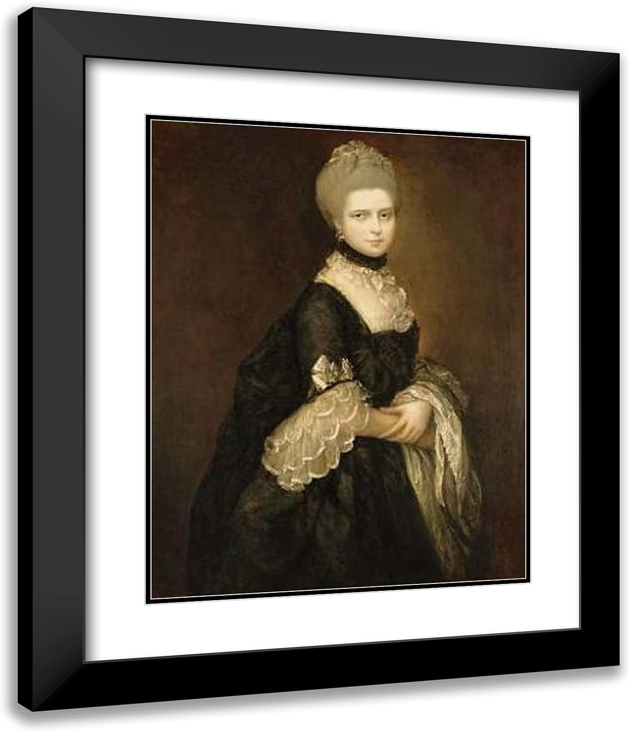 ArtDirect Gainsborough, Thomas 20x24 Gold Ornate Framed Art Print with Double Matting Titled: Portrait of Maria Walpole
