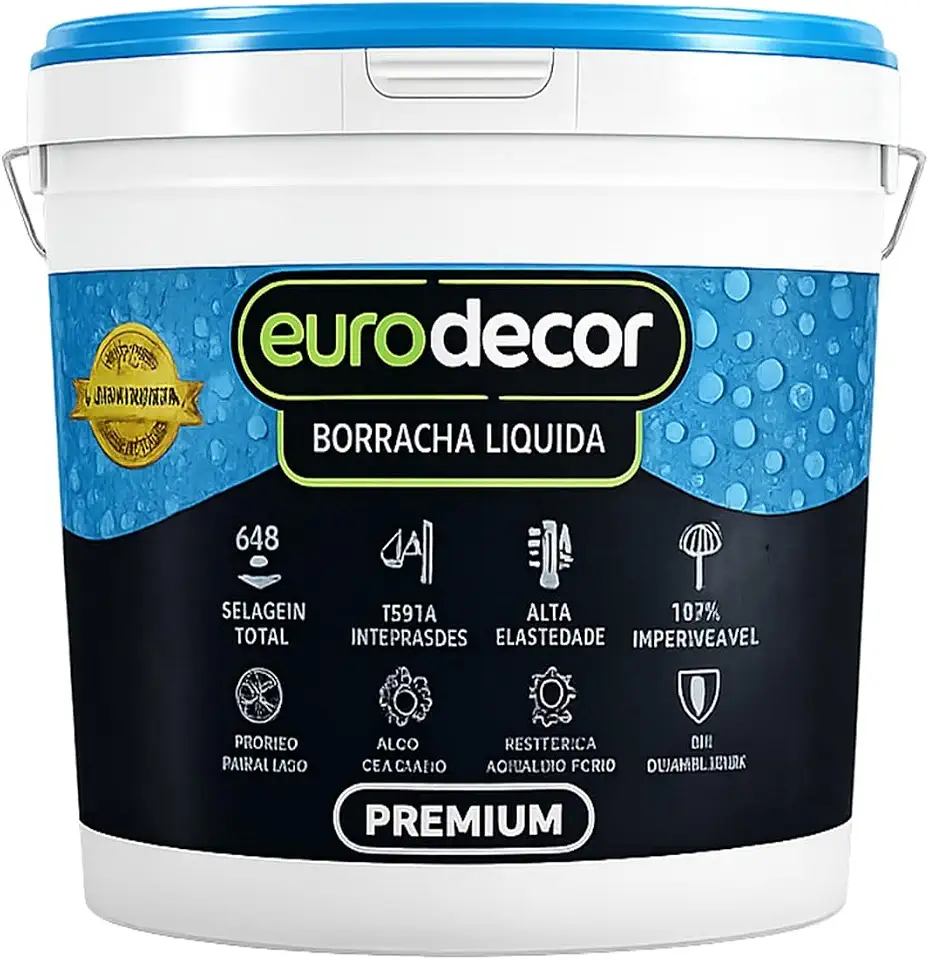 Borracha Líquida Euro decor para Impermeabilização de Telhados, Lajes e Calhas | Impermeabilizante Flexível Resistente ao Sol e Chuva (Preto, 1KG)