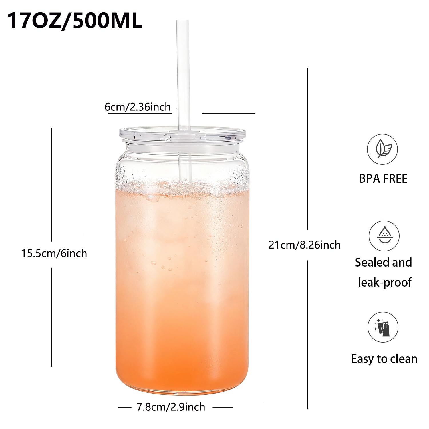 Yisituo 500ml Plastic Cups with Lids and Straws, Reusable Iced Coffee Cups, BPA Free for Smoothies Hot/Cold Drinks, Cola - Image 2