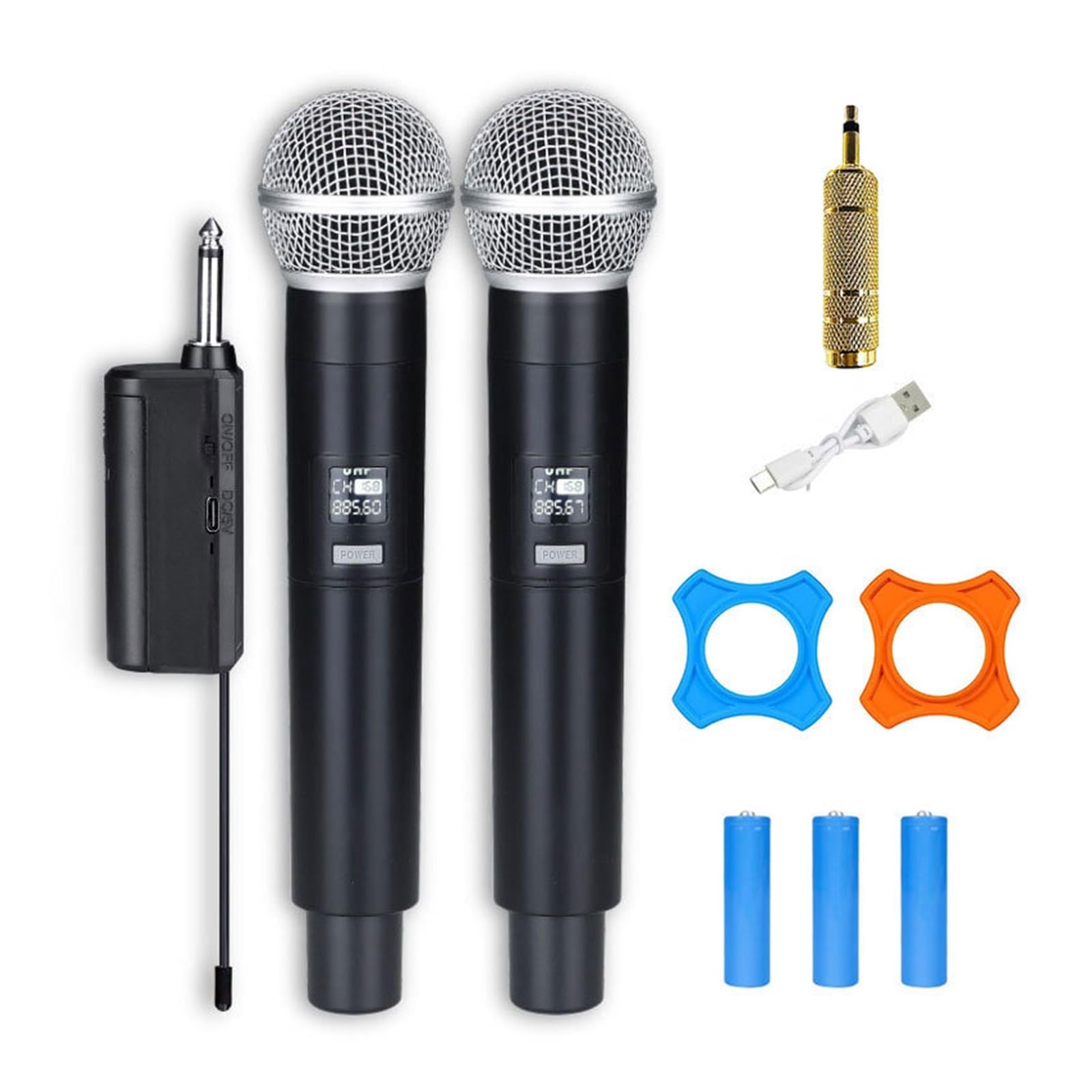 Micrófono Inalámbrico Dual For Karaoke, Micrófono Dinámico De Mano, Receptor Recargable UHF, Portátil, For Fiesta De Boda, Discurso, Club, Reunión(Two Mic)