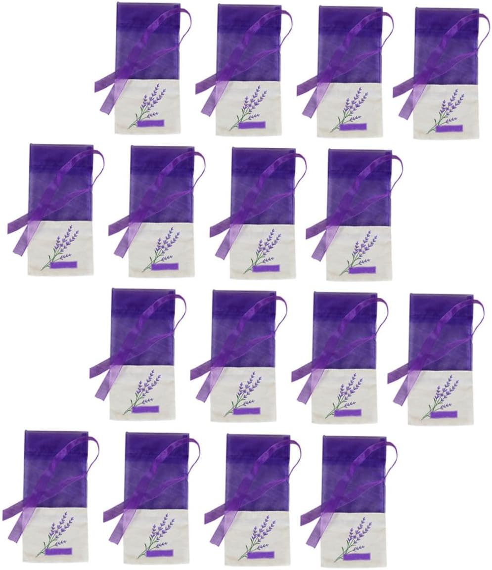 Lavender Sachet Bags Deep Purple 15pcs Portable Dried Lavender Fragrance Sachets for Home Closet Air Freshener and Wardrobe Deodorizer