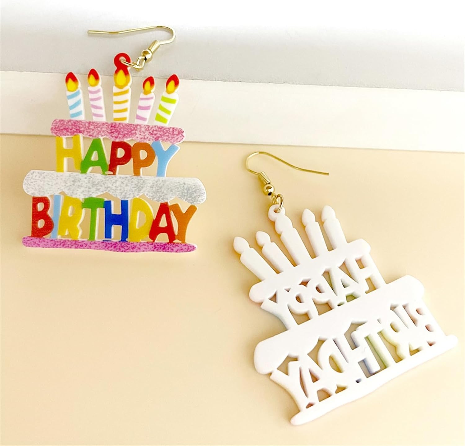 Birthday Cake Earrings Funny Sweet Colorful Acrylic Cakes Candle Happy Birthday Letter Lightweight Dangle Drop Earrings for Women Celebration Birthday Party Holiday Fashion Jewelry Gifts - Image 6