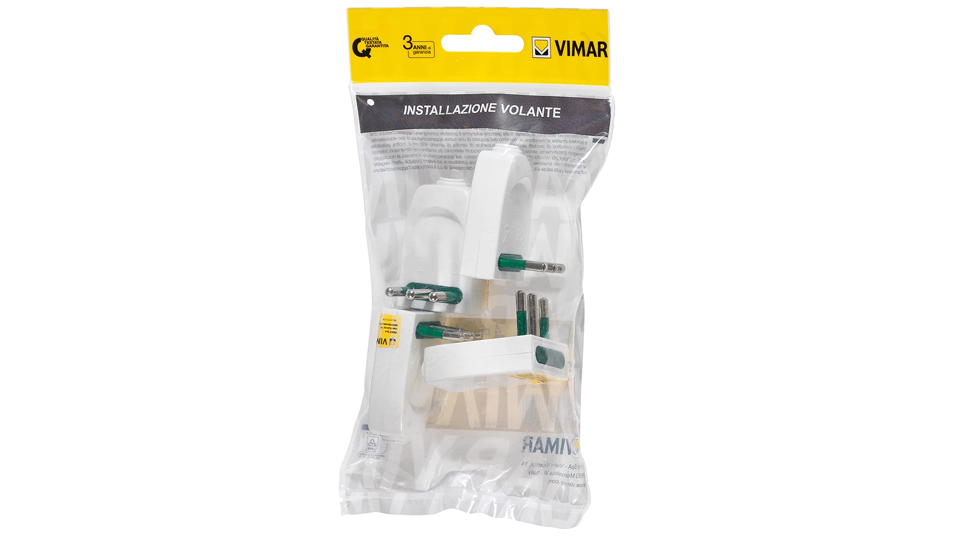 Vimar FP00203.B Mała wtyczka SICURY 2P+T 10 A 250 V~ 4 szt., Wtyczki obrotowe w linii lub zespołowej, włoski standard typu S11-SPB11