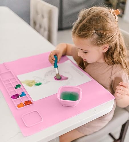 Miniatura 2 de Tapete de pintura de silicona de 20 x 16 pulgadas, tapetes de pintura de silicona con taza, tapete plegable antiadherente, tapete de silicona para