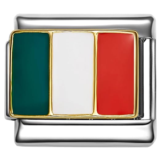 STYLYSH CHARMS Italy Italian Flag Enamel Italian 9mm Link PE019 Fits Traditional Classic