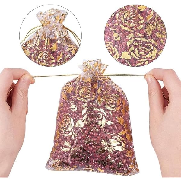 HM Orgenza Potli Bags for Women, Batva, Royal Clutch Batwa Bag, Bridal Potli Bag, Return Gift Bags, Shagun, Dryfruit Bag, Party Favour Bags, 4x5 Cm, Pack of 10 - Image 5