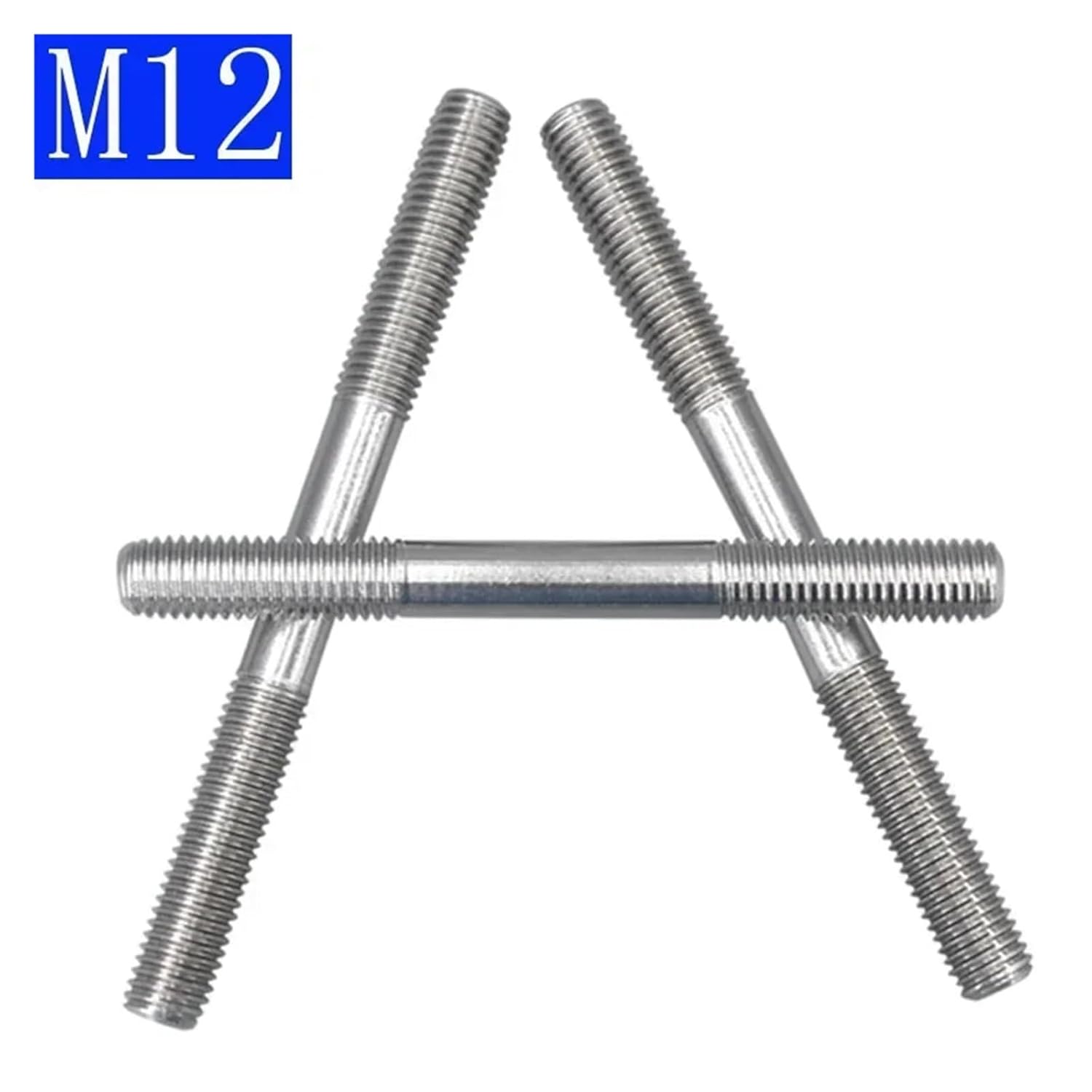 Double Ended Stud Screws Threaded Rod,Double-Ended M12 x 1.75 40mm - 250mm Metric 304 Stainless Steel End Bolts Screw(M12x190mm 1pcs)