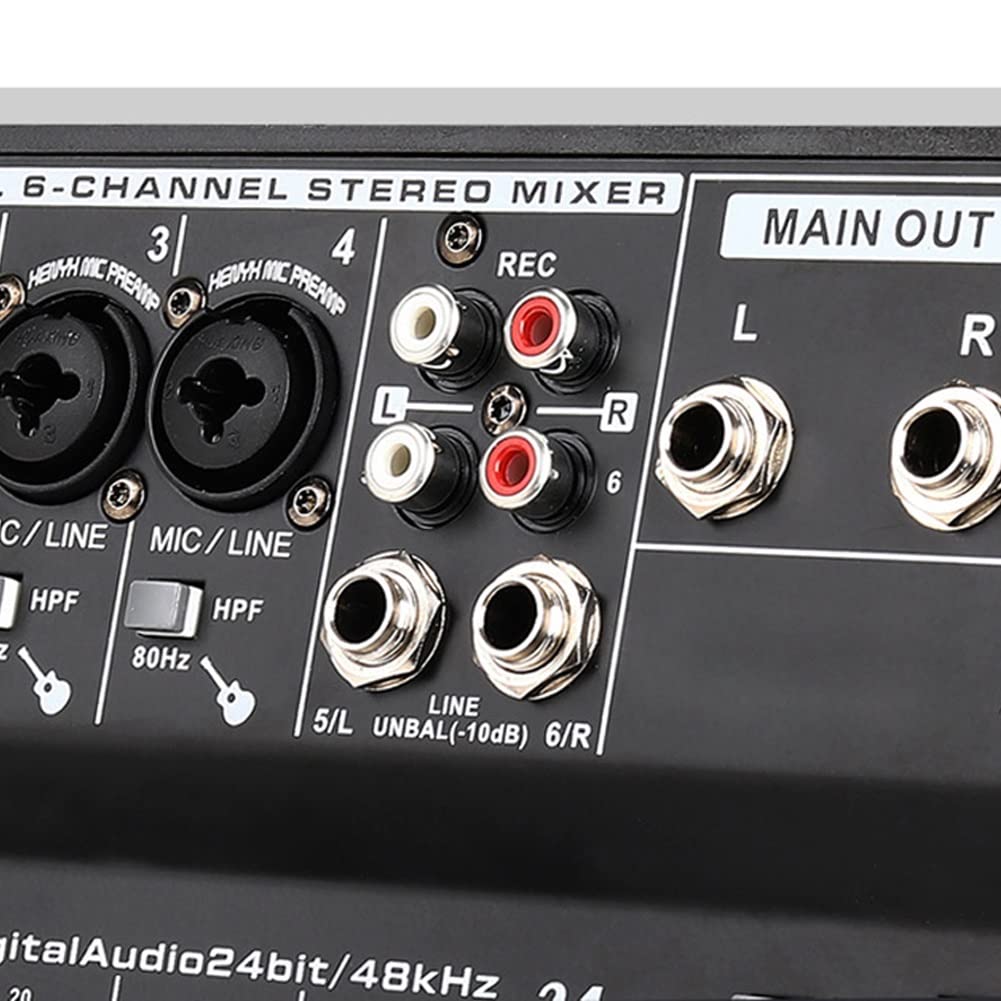 A6 6CH Protable Mini Mixer Audio Console con Scheda Audio Registrazione USB Canto Webcast Mixer Partito