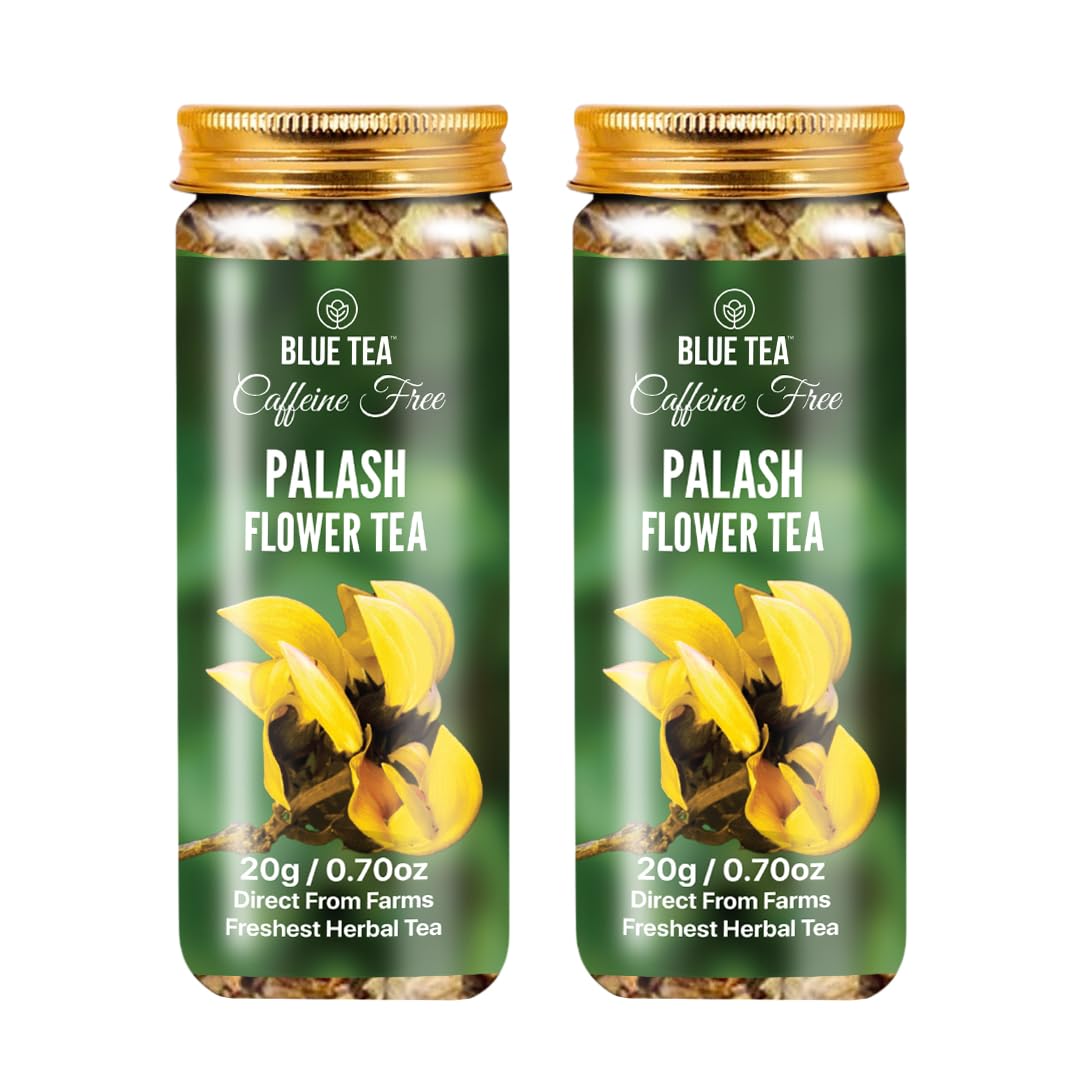 BLUE TEA - PALASH FLOWER TEA - 20gm | HERBAL TEA | Flame of the Forest Tea | Rich in Antioxidant - Caffeine Free - GMO - Free | Pet Jar Packaging |