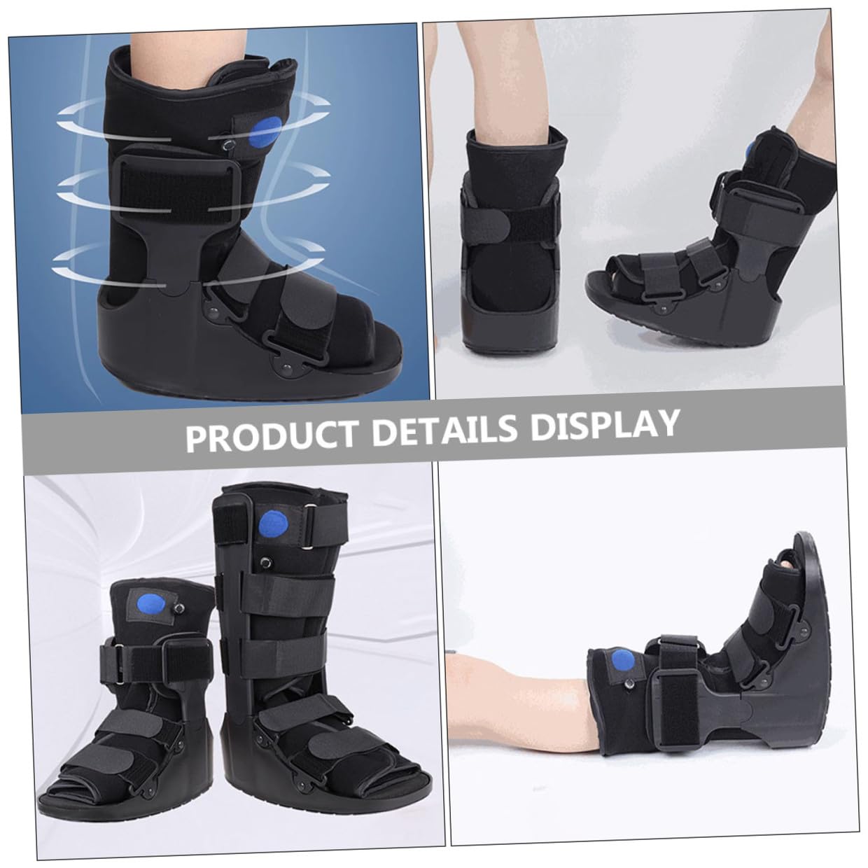 Abaodam Low-profile Ankle Support Boot with Inflatable Cushion, Foot Stabilizer Shoe for Sprain, Medical Walking Boot for Adult and Post-surgery Rehabilitation