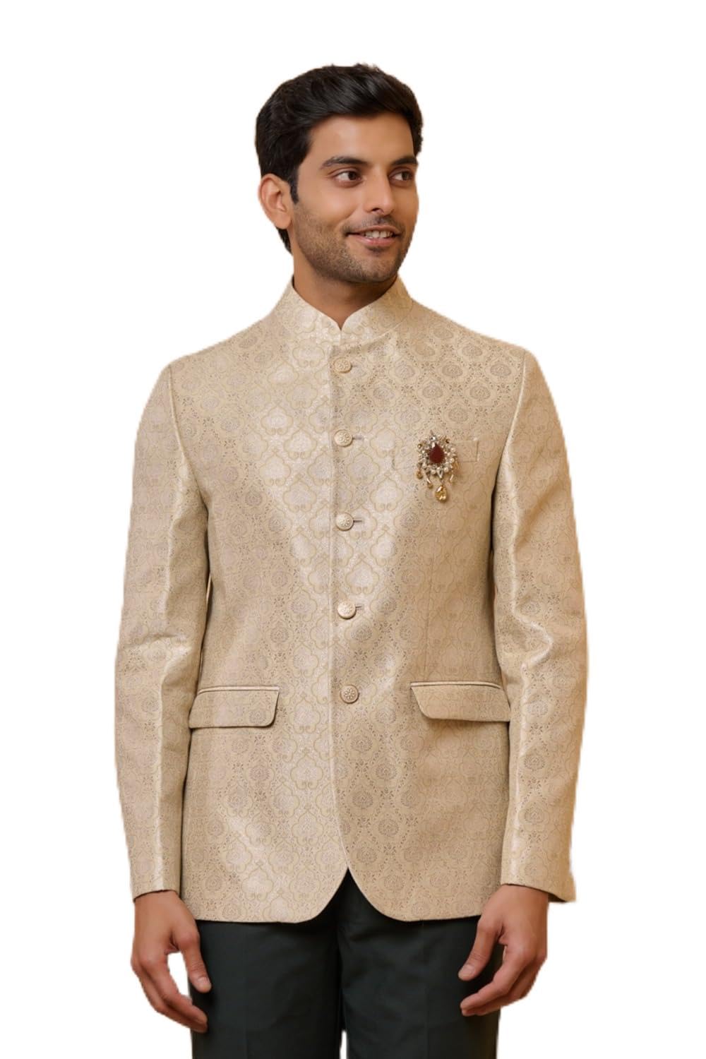 tasva Ivory Brocade Bandhgala For Men-picture-29