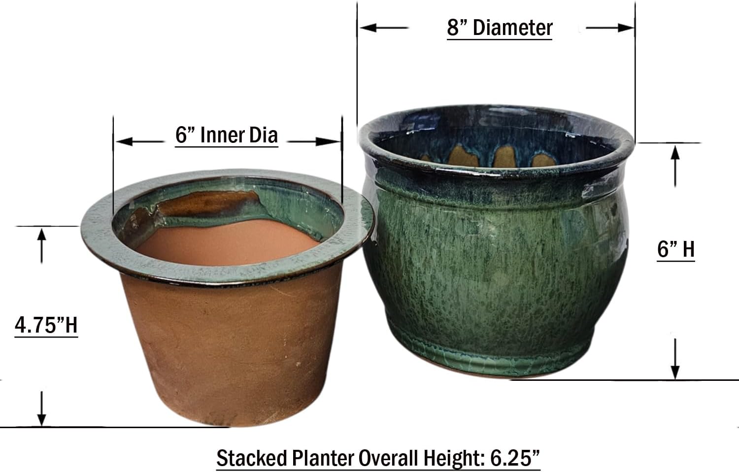 T-Trove 8in Round African Violet Self Watering Pot Green