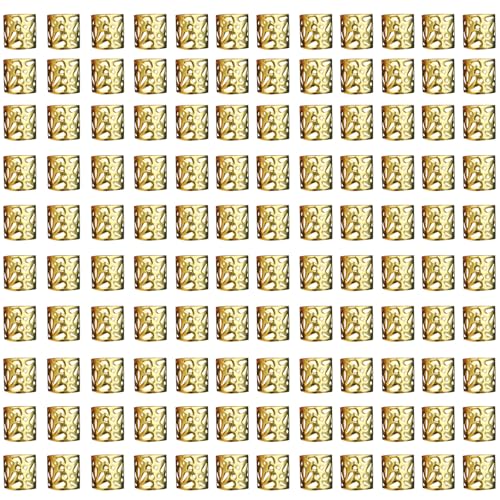 Flosius 120 PCS Hair Jewelry Gold Dreadlock Accessories Adjustable Cuffs Iron Braiding Hair Ring for Women Decoration Clips