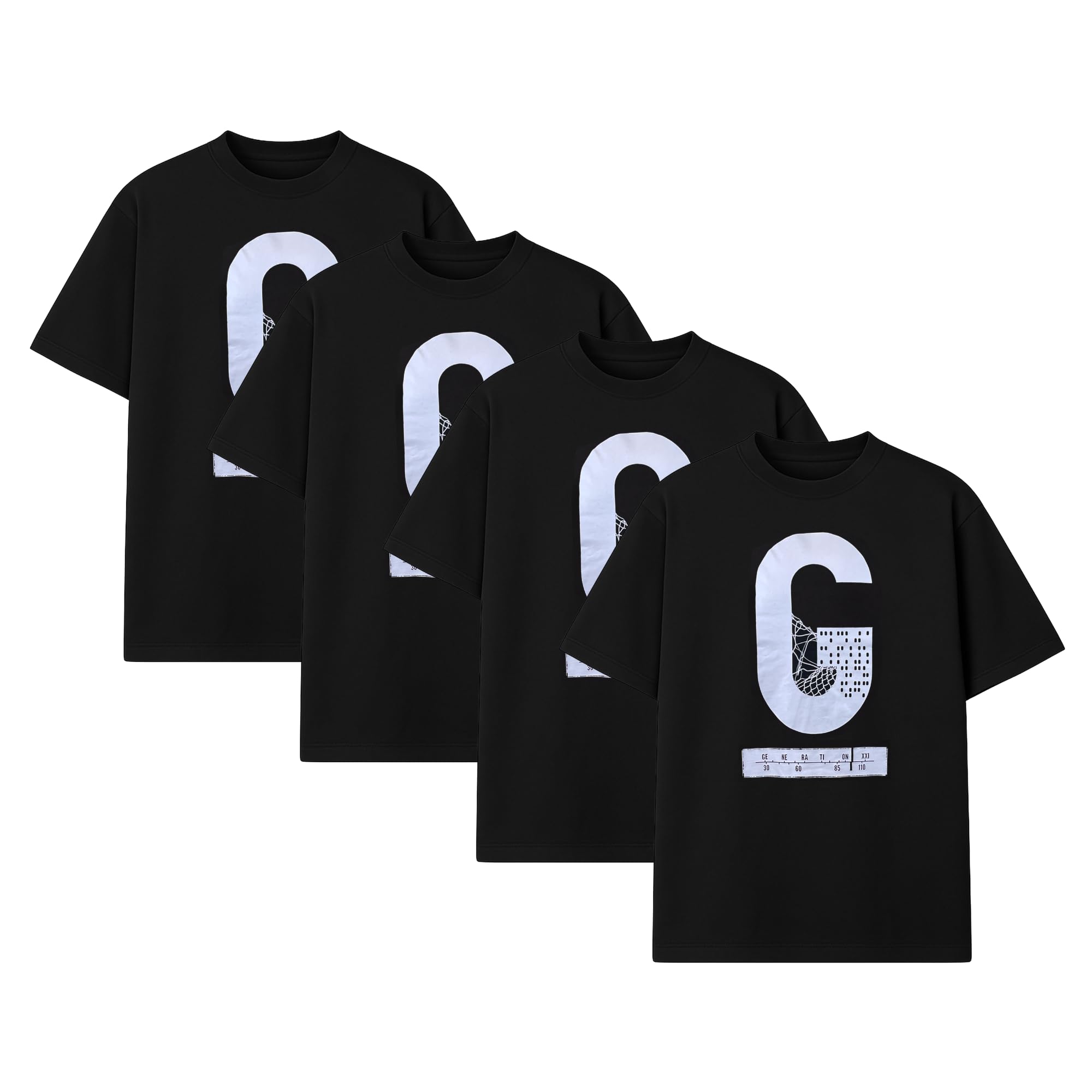 Męskie koszulki z nadrukiem liter opakowanie 4 sztuk - lekka 100% bawełna okrągły dekolt krótki rękaw graficzny design t-shirt wielopak odzież sportowa duży i wysoki krój siłownia bieganie
