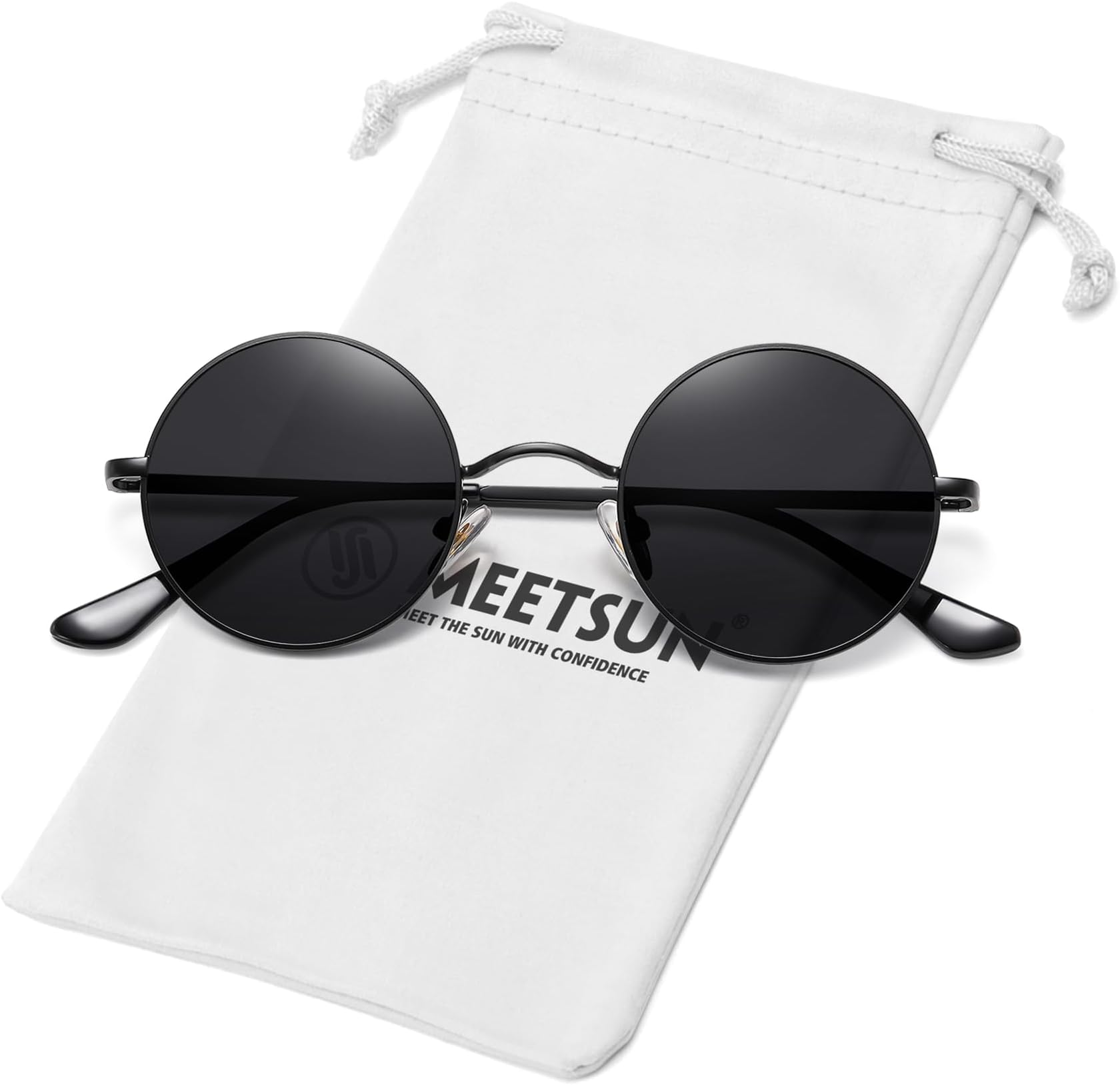 Small Round Polarized Sunglasses for Men Women Metal Retro Hippie Circle Sun Glasses Driving Festival Cosplay UV400