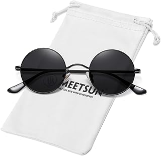MEETSUN Small Round Sunglasses Polarized for Men Women Retro Vintage Circle Hippie Sun Glasses UV400