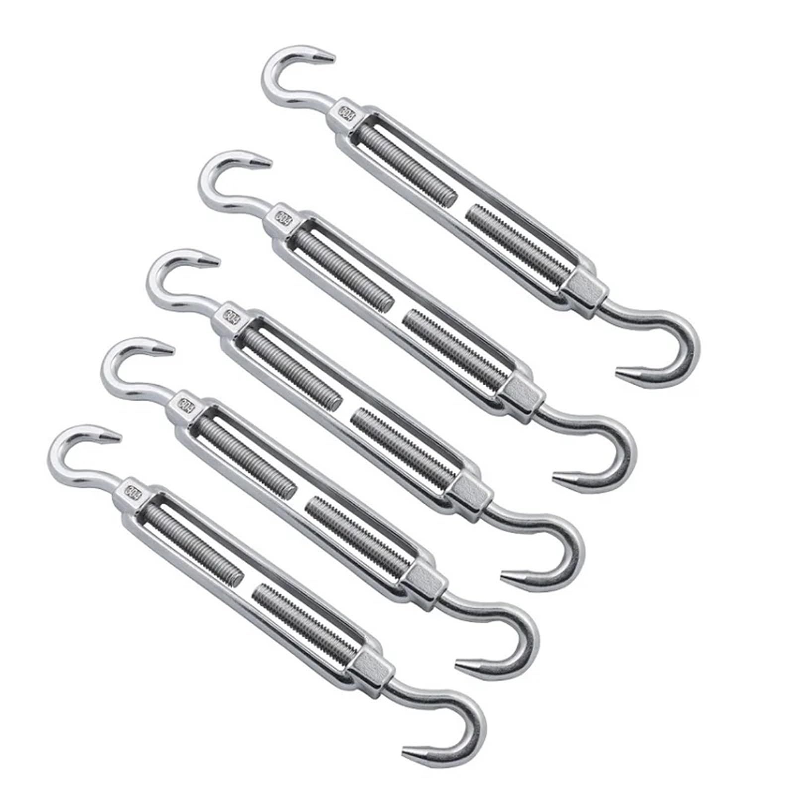 Tenditore a Filo per tenditori, 5 Pezzi in Acciaio Inox 304 tenditore Gancio e Gancio Fune Metallica Tensione Pesante M5 M6 M8 for Tenda da Sole Vela Cavo ringhiera(M5)