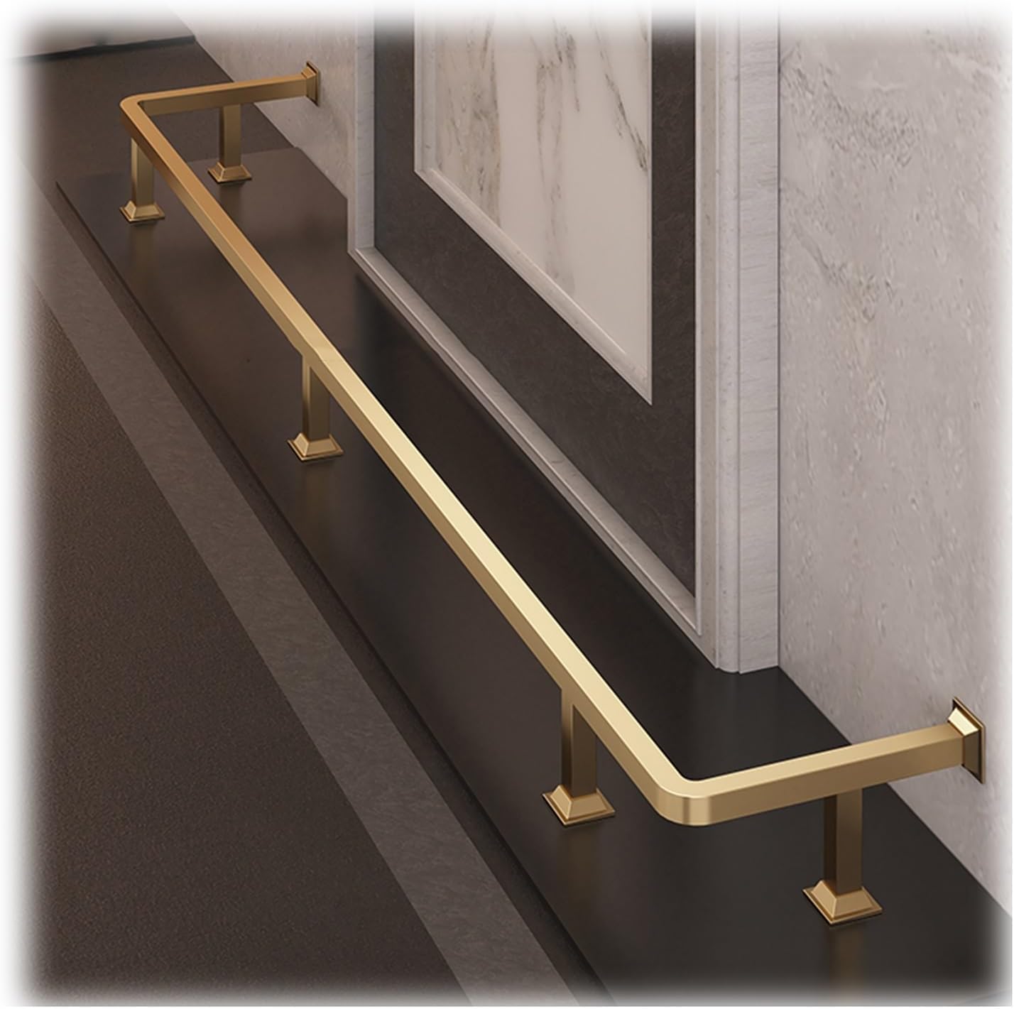 Stainless Steel Foot Rail Bracket - Wall Mount Bar Counter & Stair Rail with Internal Connector & End Cap, 90cm/35.4in - Perfect for Kitchen & Balcony Decor