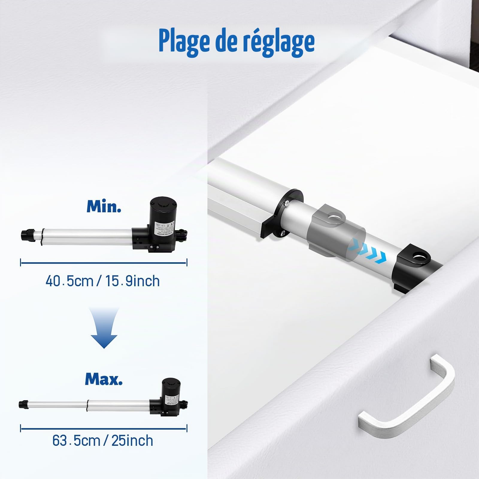 Kit de remplacement d'actionneur électrique pour moteur de Fauteuil inclinable 6000N, 230 mm, Moteur de fauteuil inclinable, Actionneur Linéaire 24V, avec indice de protection IP44 600 kg