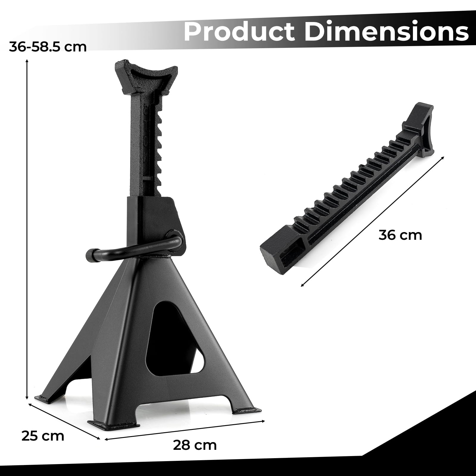 SOARS Lot de 2 Chandelles à Crémaillère 6T, Hauteur Réglable de 360-585mm