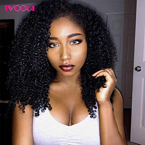 Kinky Curly U Part Human Hair Wigs Middle U Opening U Shaped Wig Peruvian Virgin Human Hair None Lace Wigs with Clips on the U Opening (20inch)
