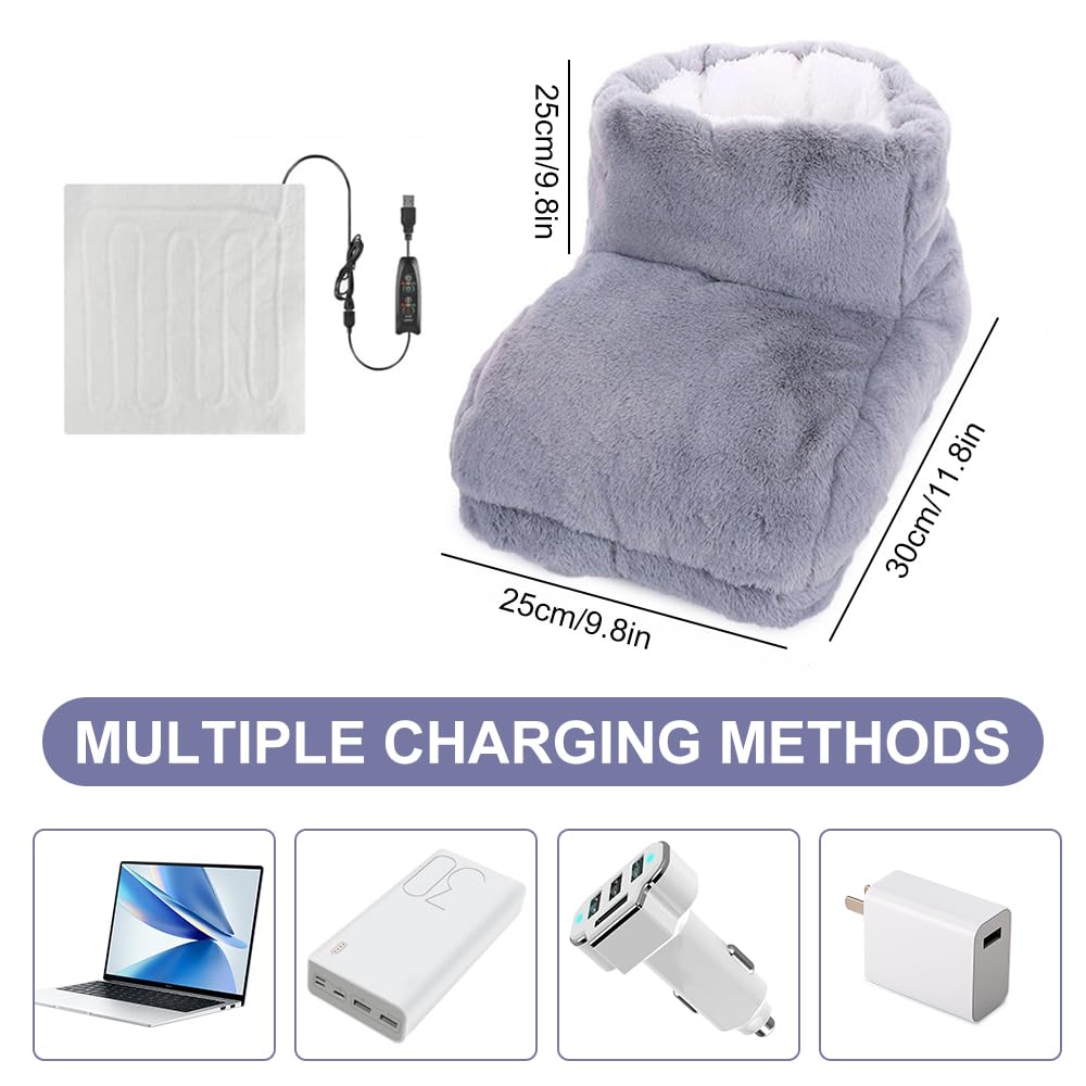 Chauffe-Pieds Électrique, 5V Chauffe-Pieds, Chauffe-Pieds Électrique avec 3 Niveaux de Chauffage et 3 Minuterie, Chauffage des Pieds Électrique pour les Pieds avec Doublure Intérieure Lavable
