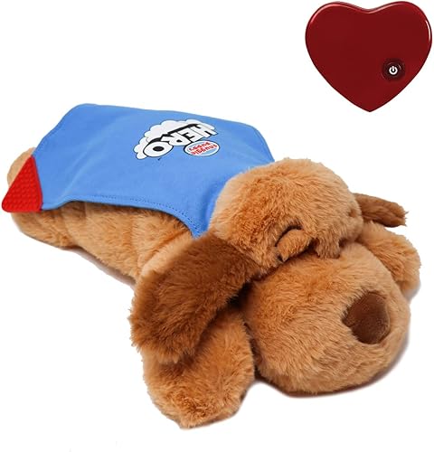 Snuggle Puppy Hero for Kids - Juguete sensorial calmante de latido del corazón con súper capa para inquietarse, compañero de felpa interactivo para